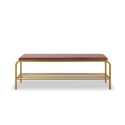 Single layer Shoe storage bench Pink Velvet W22349...