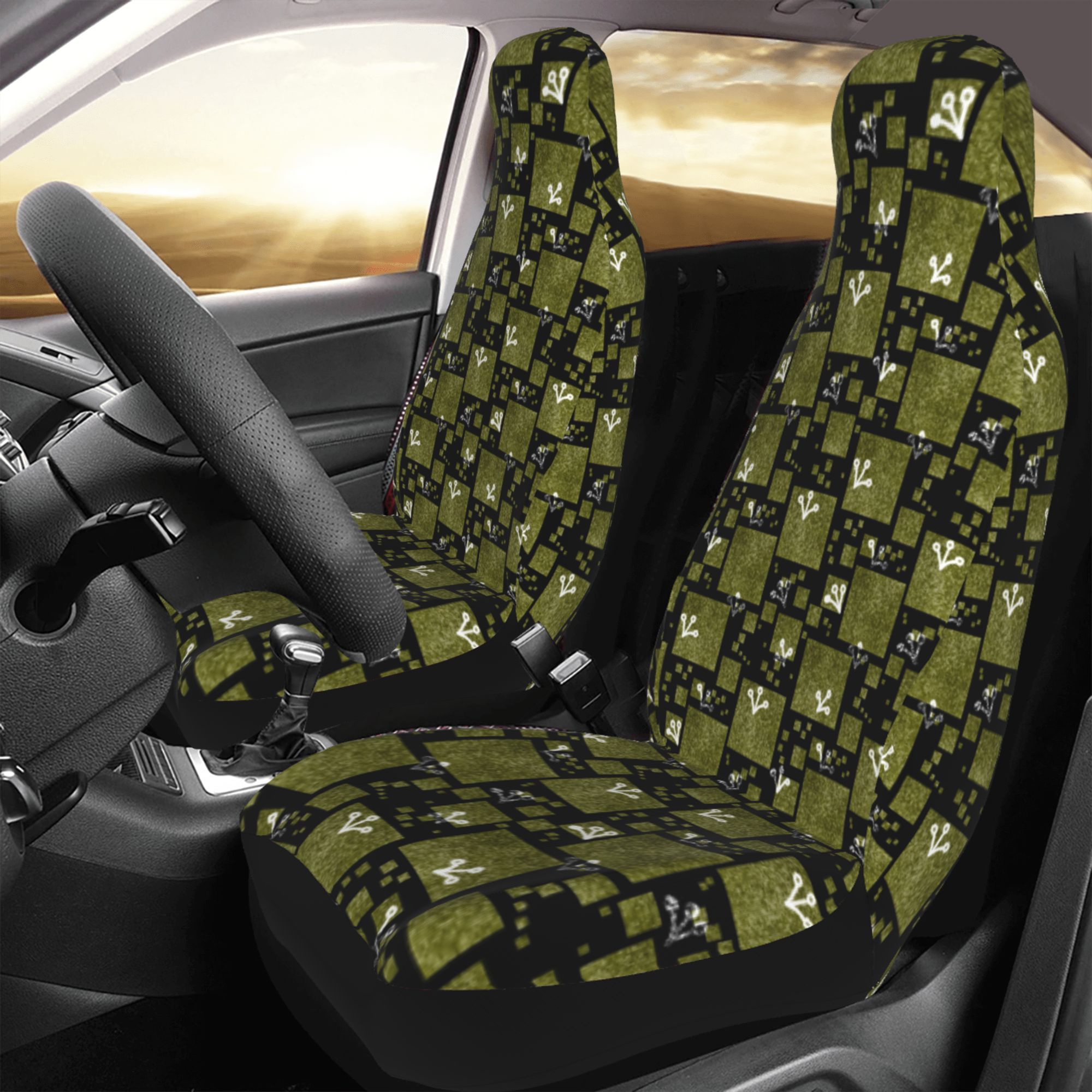 ZICANCN Car Seat Cover Vintage Chevron Flowers Car Front Seat Covers Protectors ， Automotive Seat Covers for Cars Trucks Suv