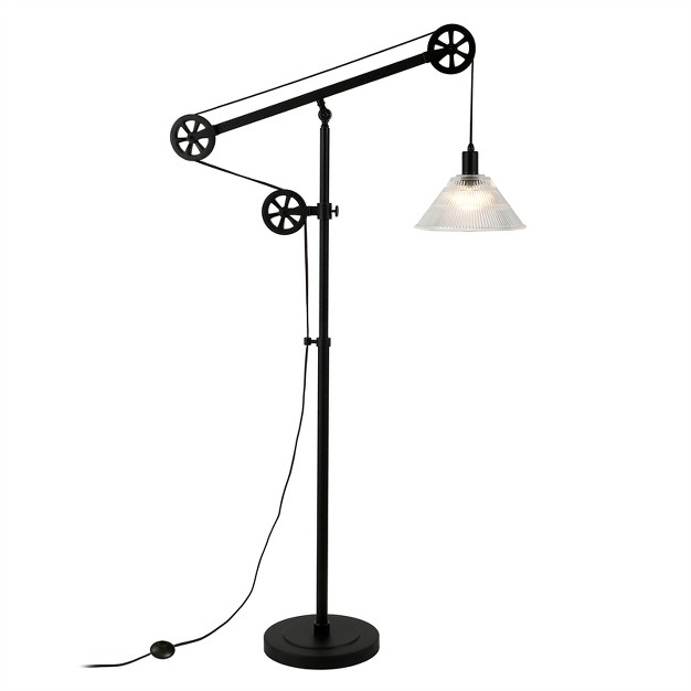 Metal And Glass Pulley Floor Lamp In Black Henn amp hart