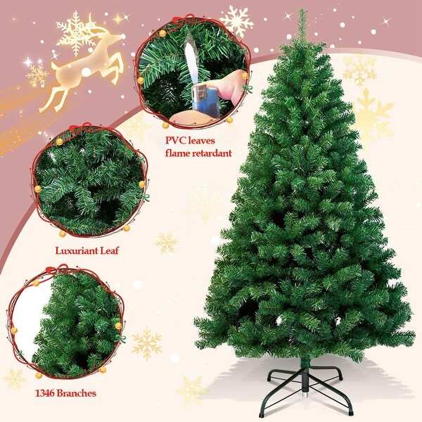 7.5ft Christmas Tree with 1346 Branch Tips Artificial Xmas Tree with Metal Hinges and Foldable Base