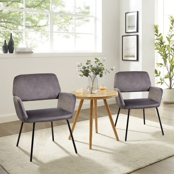 Velvet Upholstered Accent Armchair with Metal Legs