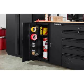 Husky Heavy Duty Welded 20-Gauge Steel 2-Door Garage Base Cabinet in Black (28 in. W x 32 in. H x 21.5 in. D) HTC1000001