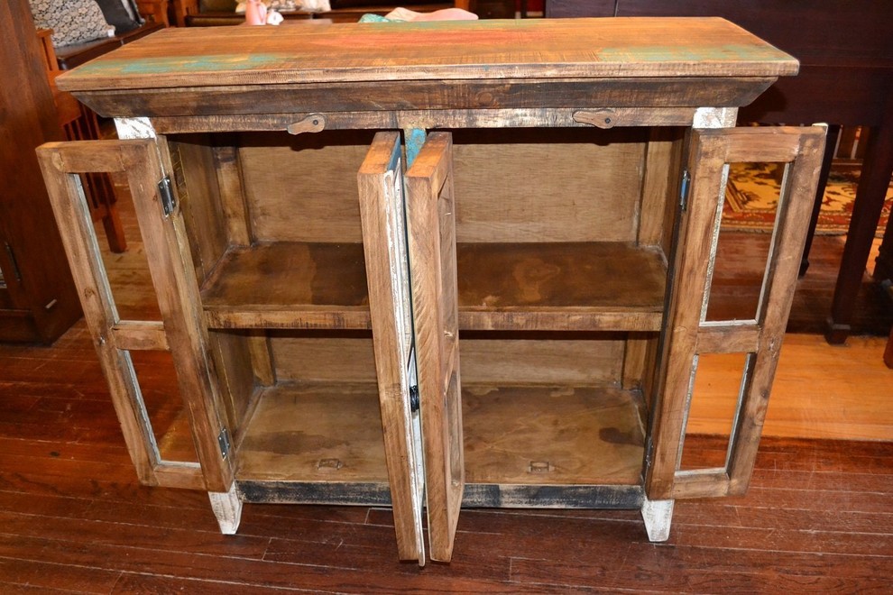 La Boca Distressed Wood Entry Way Cabinet   Beach Style   Accent Chests And Cabinets   by Crafters and Weavers  Houzz