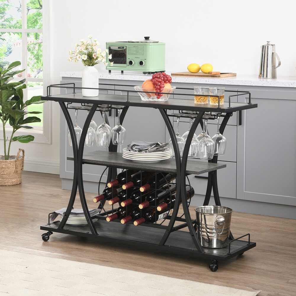 Industrial Bar Cart Kitchen Bar Serving Cart