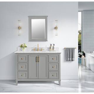 Home Decorators Collection Grayson 49 in. W x 22 in. D x 35 in. H Vanity in Storm Grey with White Marble Vanity Top 20305-VS49C-ST