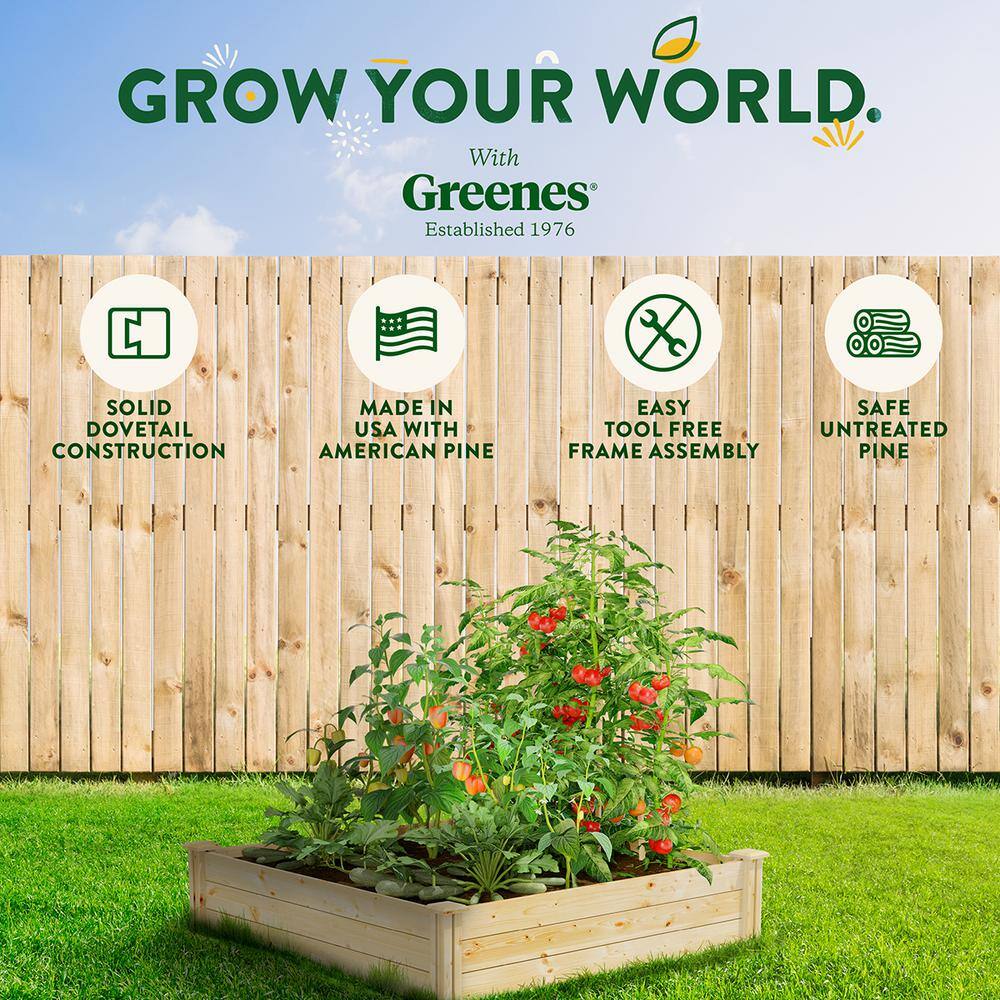 Greenes Fence 4 ft. x 4 ft. x 10.5 in. Original Pine Raised Garden Bed RCP4T12B