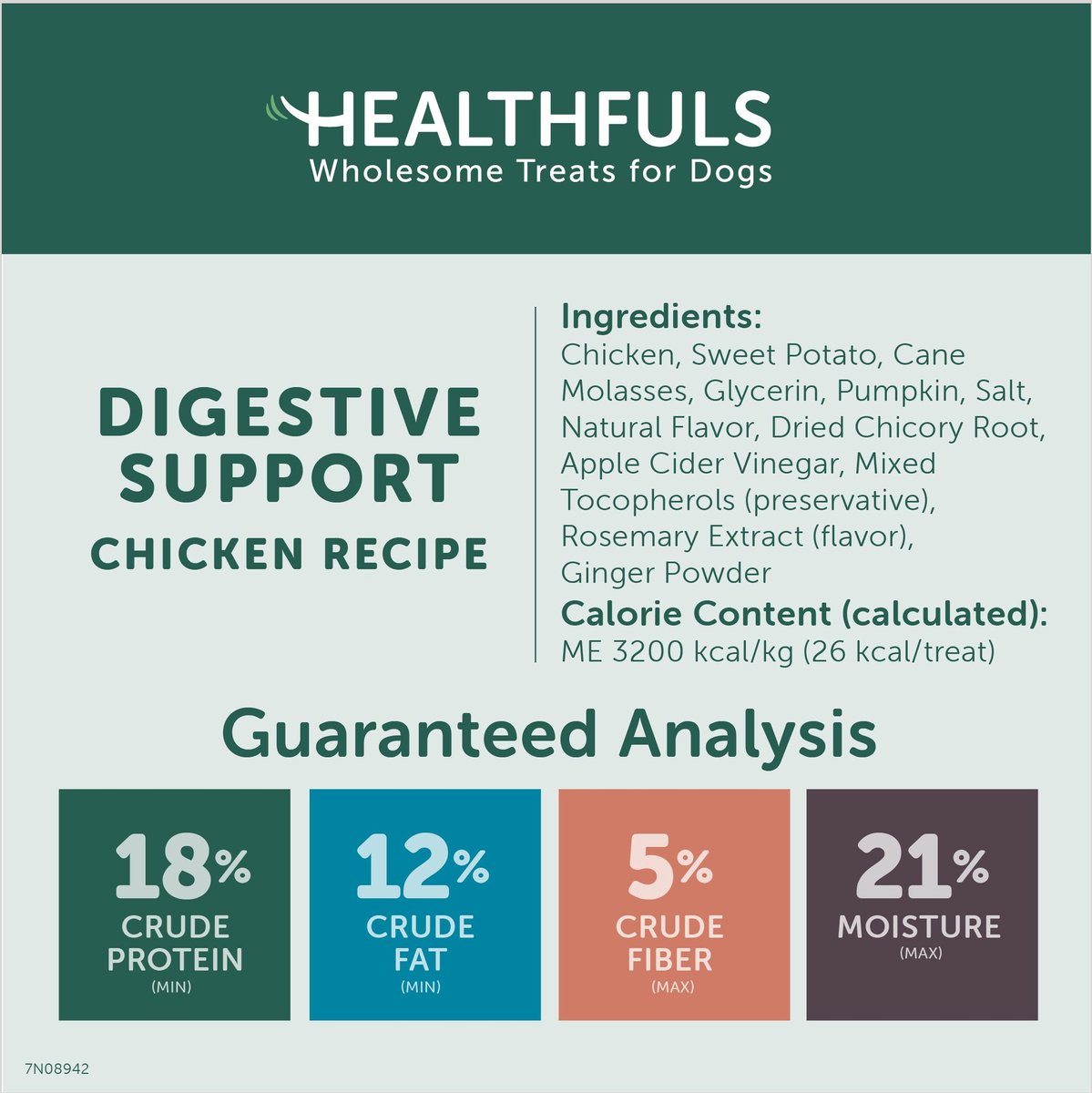 RUFFIN' IT Healthfuls Digestive Support Chicken and Pumpkin Recipe Dog Treats， 12-oz bag