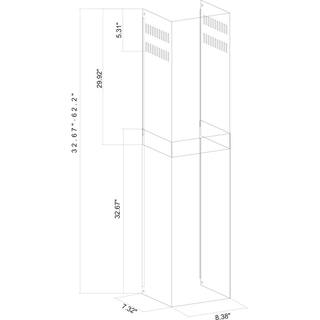 Winflo Stainless Steel Chimney Extension (up to 11 ft. Ceiling) for Wall Mount Range Hood WRHCE03