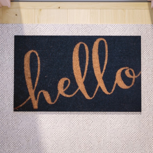 X Indoor outdoor Coir Doormat With Hello Message And Non slip Backing