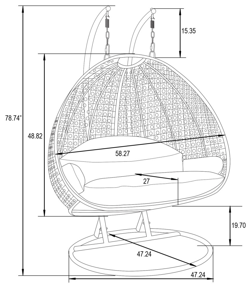 2 Person Beige Wicker Double Hanging Egg Swing Chair   Modern   Hammocks And Swing Chairs   by LeisureMod  Houzz