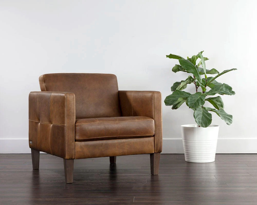 Ginerva Armchair  Cognac Leather   Contemporary   Armchairs And Accent Chairs   by Peachtree Fine Furniture  Houzz