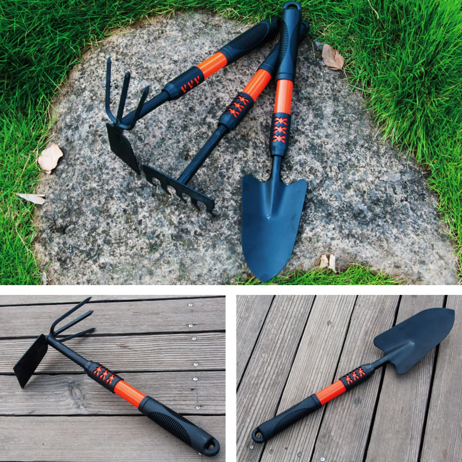 3pcs Professional Steel Shovel Digger Kit Outdoor Hand Gardening Tools Set