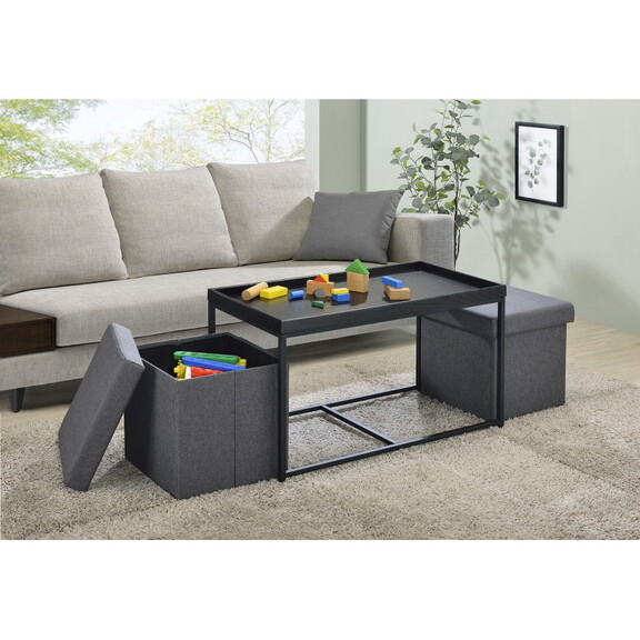 Monty Black Wood Grain 3 Piece Coffee Table Set wi...