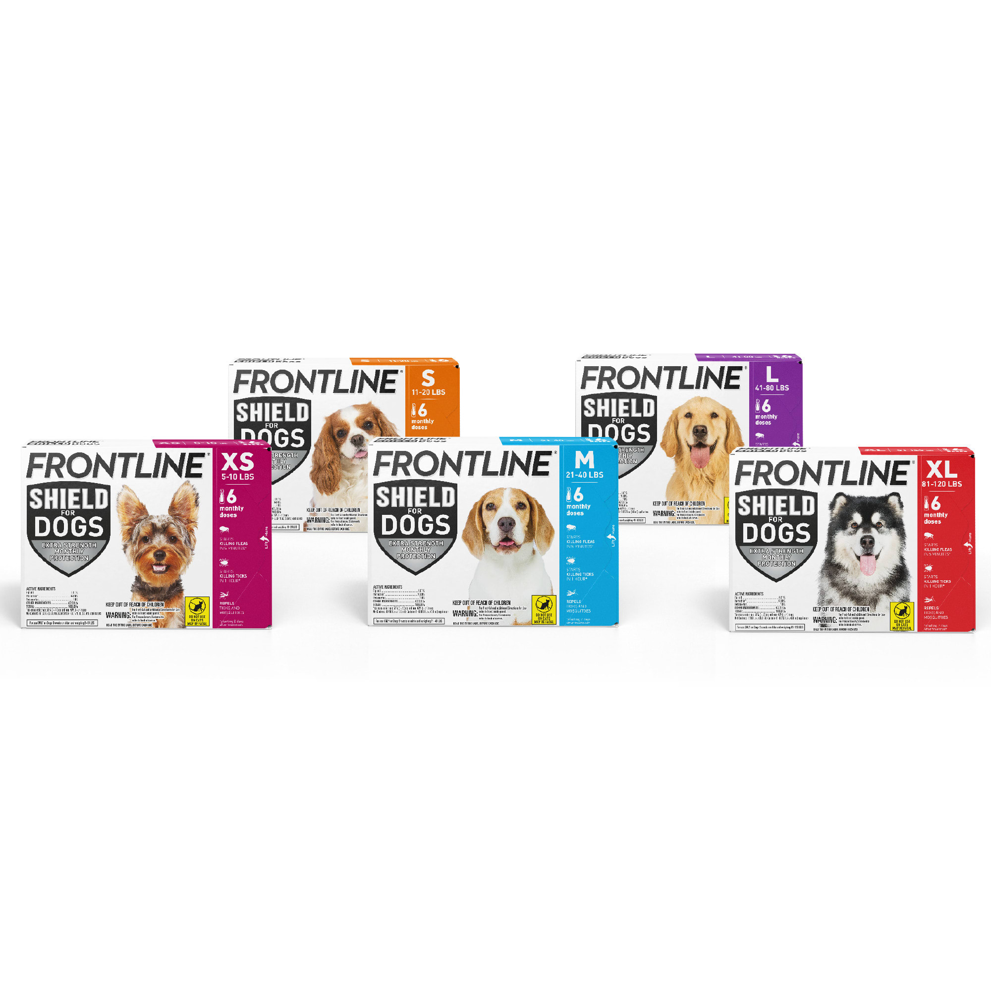 FRONTLINE Shield Flea  Tick Treatment for X-Large Dogs 81-120 lbs.， Count of 3