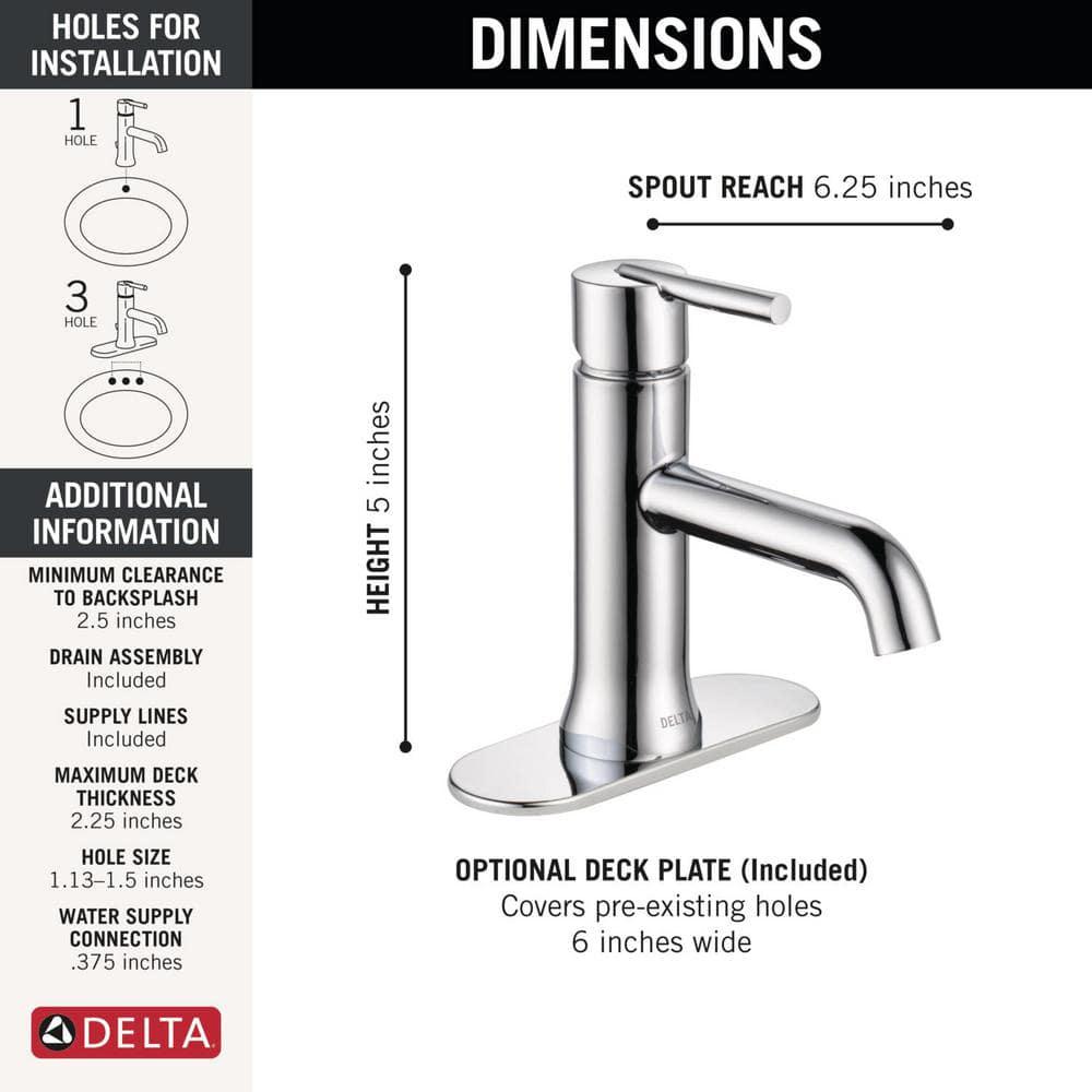 Delta Trinsic Single Hole SingleHandle Bathroom Faucet in Chrome