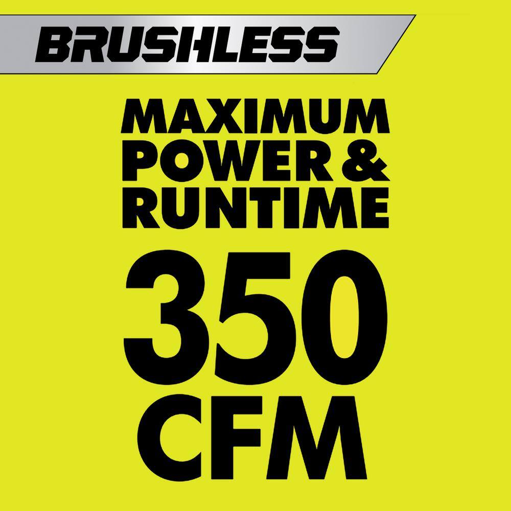 RYOBI ONE+ HP 18V Brushless 110 MPH 350 CFM Cordless Variable-Speed Jet Fan Leaf Blower w(2) 4.0 Ah Battery and (2) Charger P21120-BK