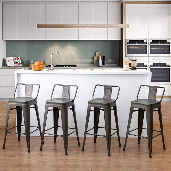 Bar Stools Set of 4，Counter Height Barstools Metal Bar Stools