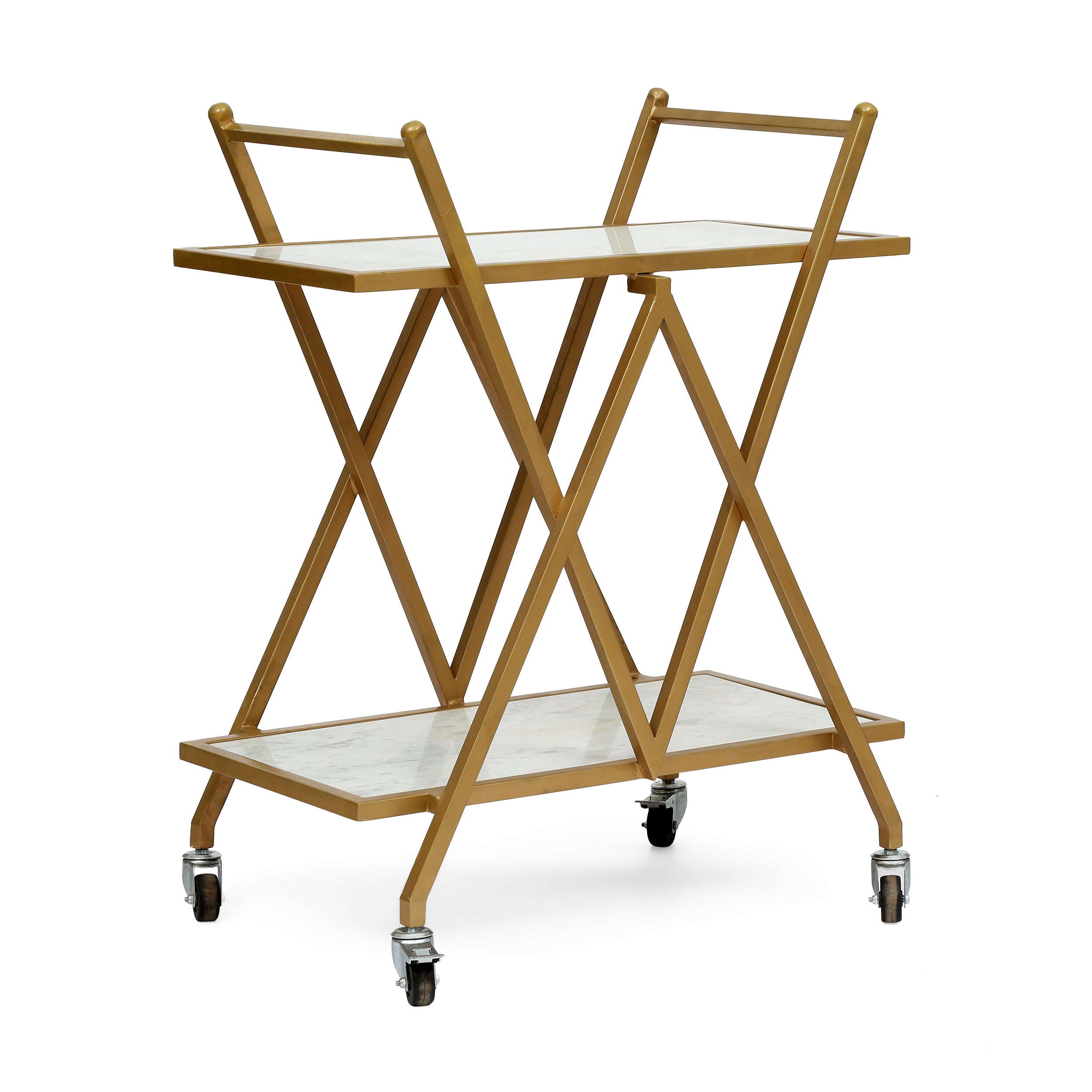 Adair Handcrafted Modern Glam Marble Bar Cart