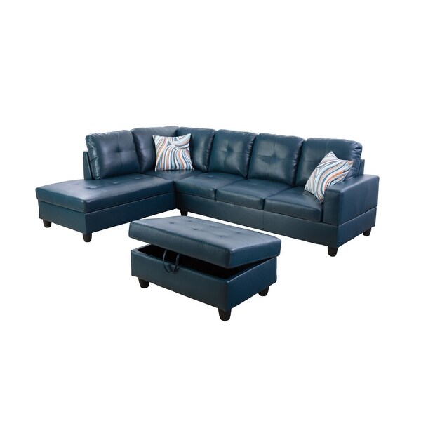 3-Pieces Sectional Sofa Set，Left Facing Denim(09518A)