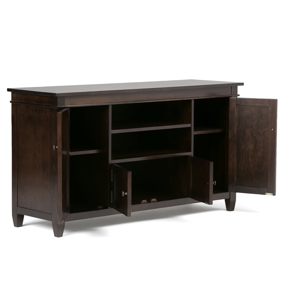 WYNDENHALL Sterling SOLID WOOD 54 inch Wide Transitional TV Media Stand For TVs up to 60 inches