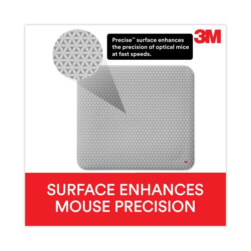 3M Precise Mouse Pad with Nonskid Repositionable Adhesive Back， 8.5 x 7， Bitmap Design (MP200PS)