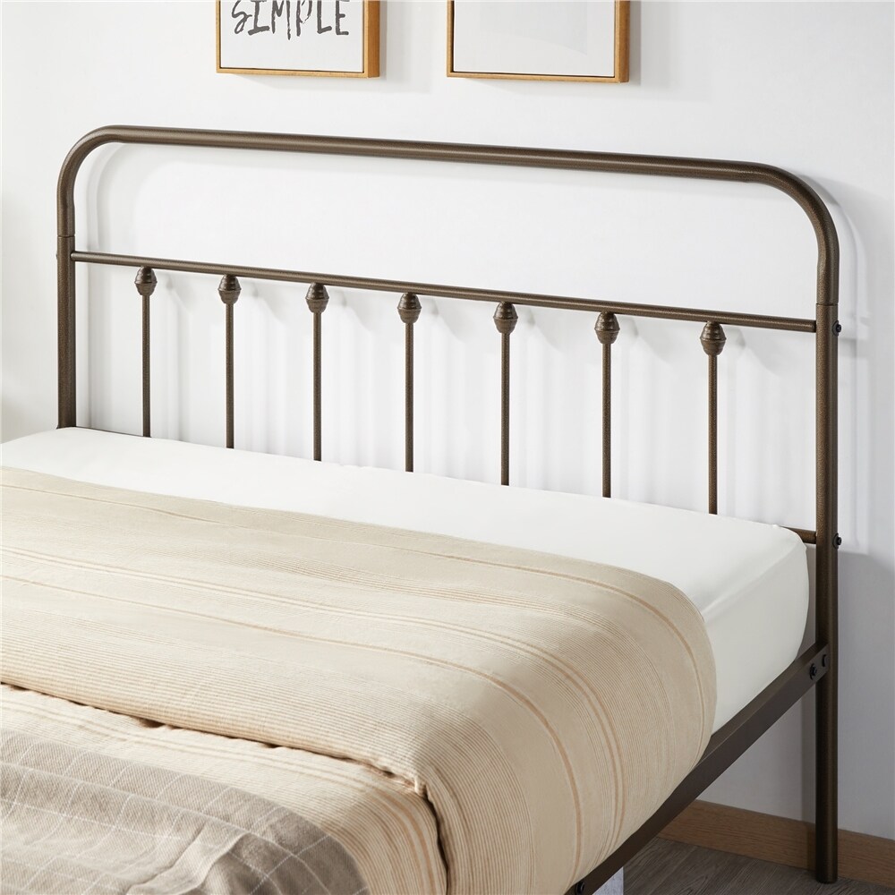 Yaheetech Classic Iron Platform Bed with High Headboard and Footboard Strong Metal Framed Bed