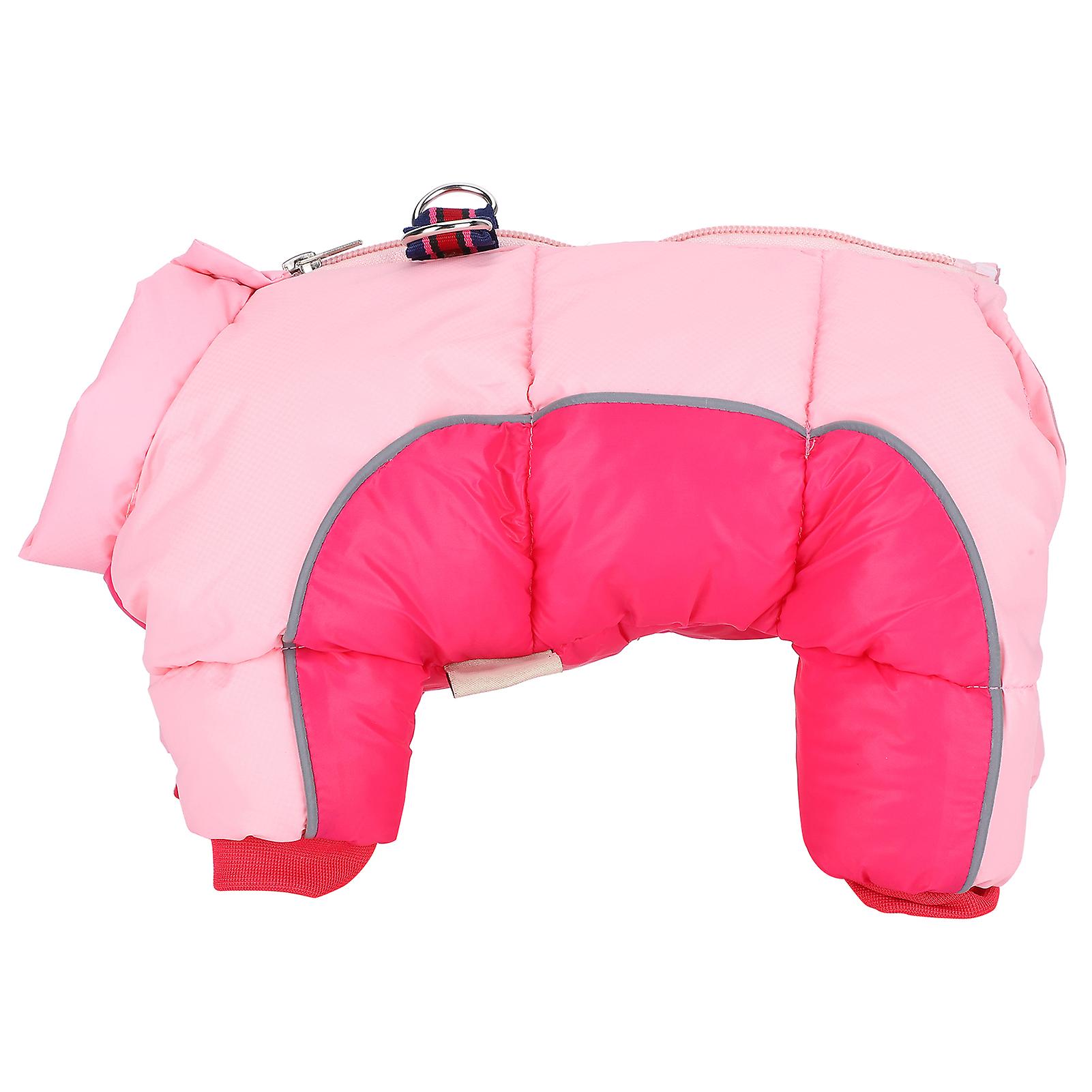 Pet Dog Winter Keep Warm Windproof Clothes Clothing Four Legs With Back Zipper Pink12#