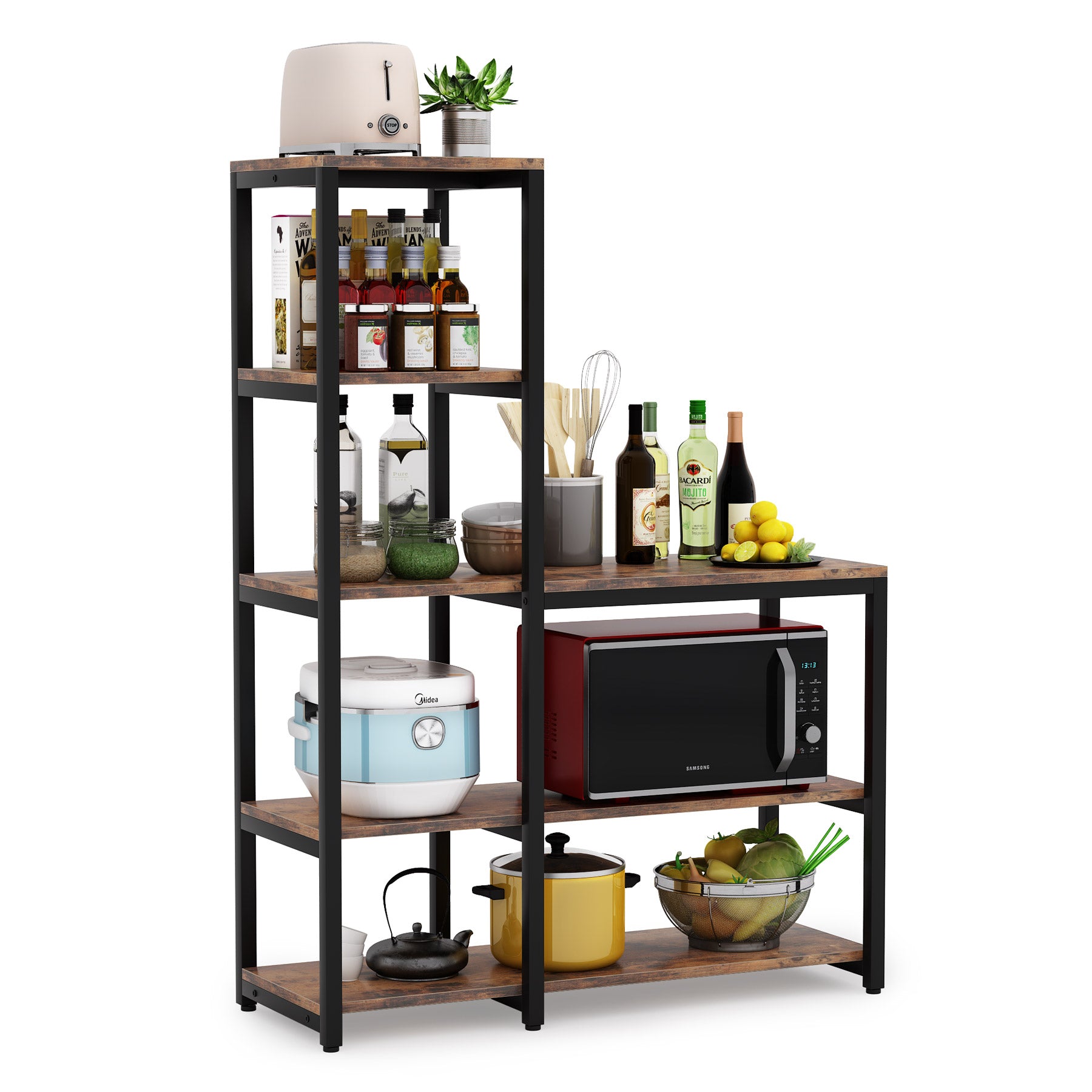 Freestanding Kitchen Baker's Rack, 5-Tier Microwave Oven Stand Shelf