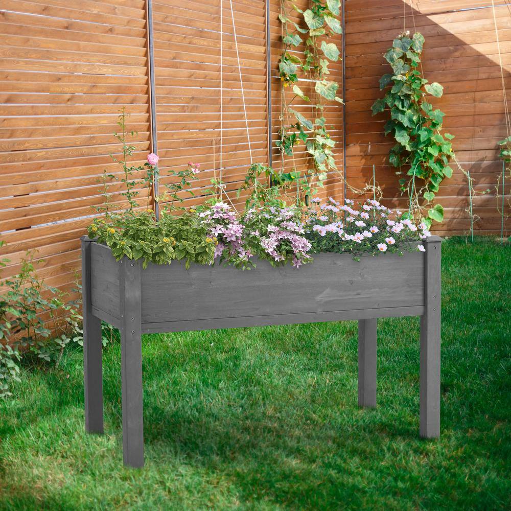 Tunearary Wooden Raised Garden Planter Bed Kit Planter Box for Vegetables Flowers Herbs with Drainage Holes T1039HZ04
