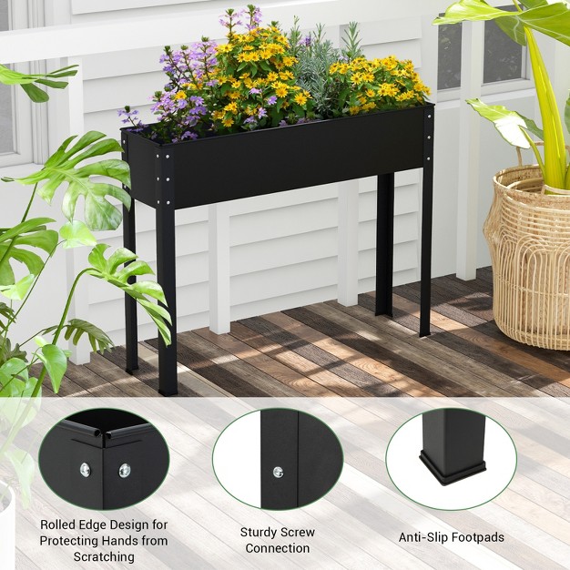 Tangkula Raised Garden Bed， Elevated Metal Planter Box With Legs Drainage Hole Outdoor Indoor Plant Container For Flower Herb