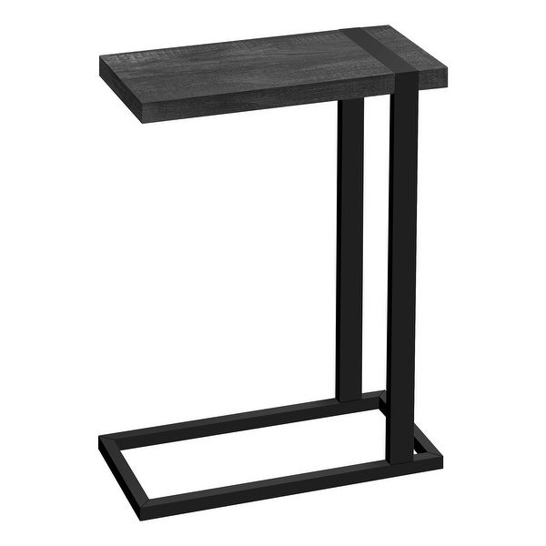 Modern C- Shaped Accent Table Reclaimed Wood-Look / Black Metal - 19.25