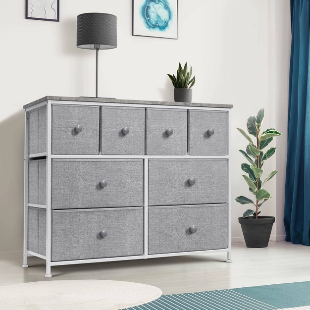 Sorbus Drawer Fabric Dresser For Bedroom Home And Office Gray