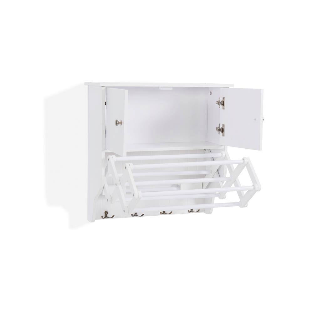 DANYA B Accordion White Extendable Drying Rack with Cabinet BQ1082