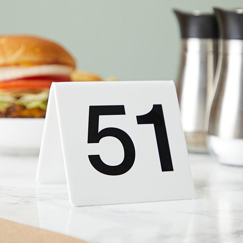 Set of 25 Acrylic Table Numbers for Wedding Reception， Plastic Tent Cards Numbered 51-75 for Restaurants， Banquets (3 x 2.75 x 2.5 In)