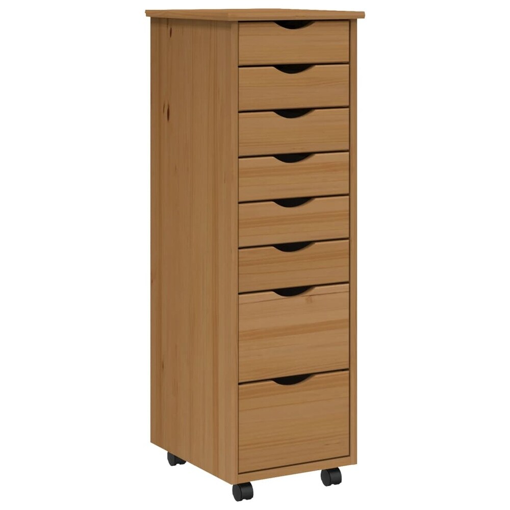 vidaXL Rolling Cabinet with Drawers MOSS different color Solid Wood Pine