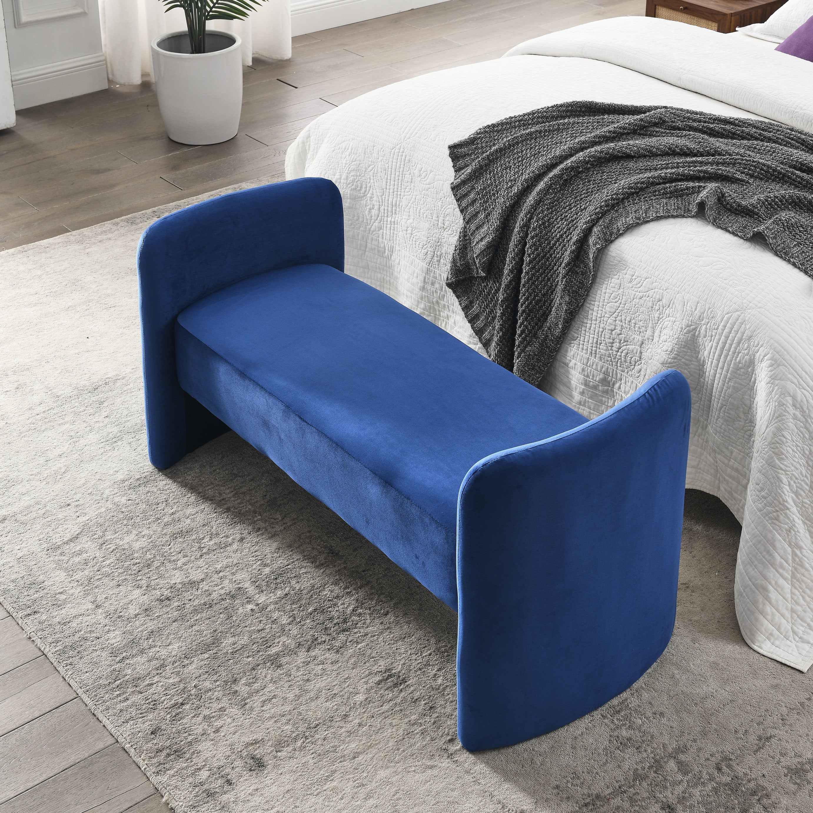 LANTRO JS 52 Bench for Bedroom End of Bed Modern Contemporary Design Ottoman Couch Long Bench Window Sitting Fireplace Bench, Velvet