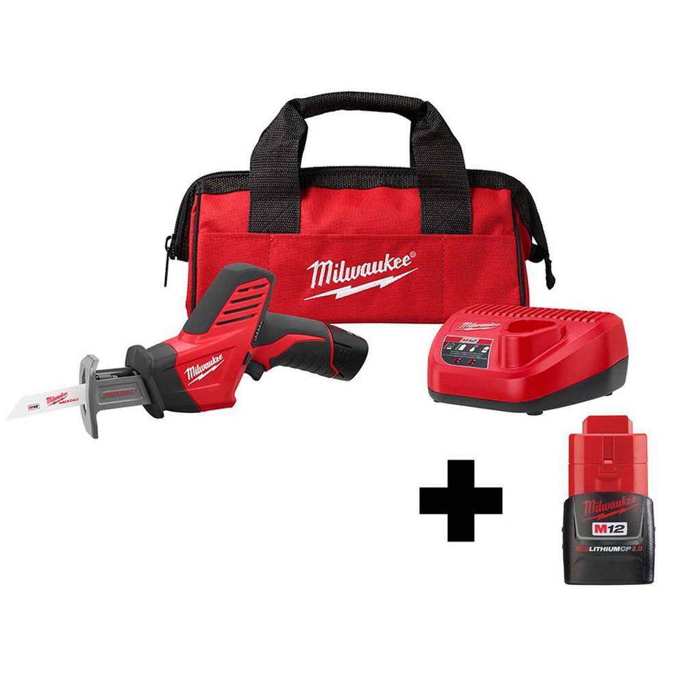 MW M12 12V Lithium-Ion Cordless HACKZALL Reciprocating Saw Kit with M12 2.0Ah Battery 2420-21-48-11-2420