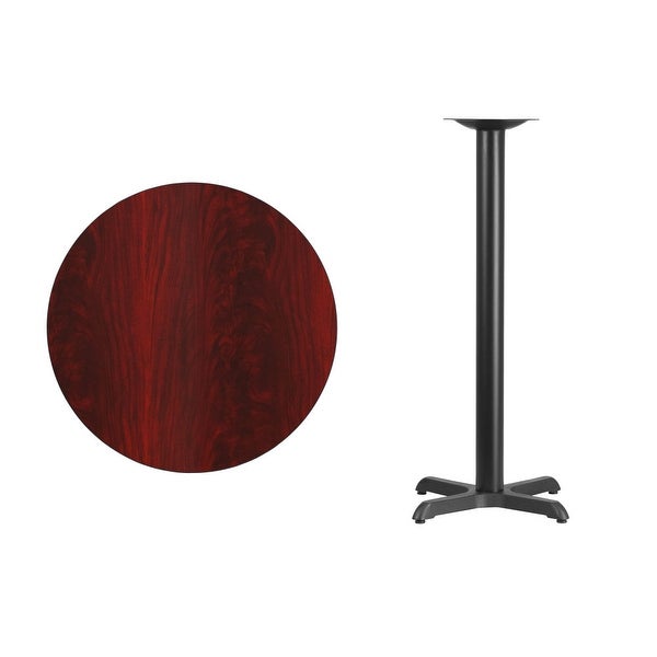 30'' Round Laminate Table Top with 22'' x 22'' Bar Height Table Base