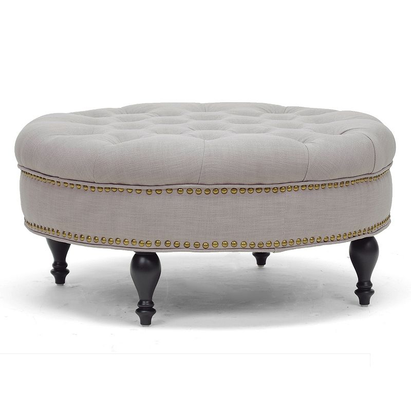 Baxton Studio Palfrey Solid Round Tufted Ottoman