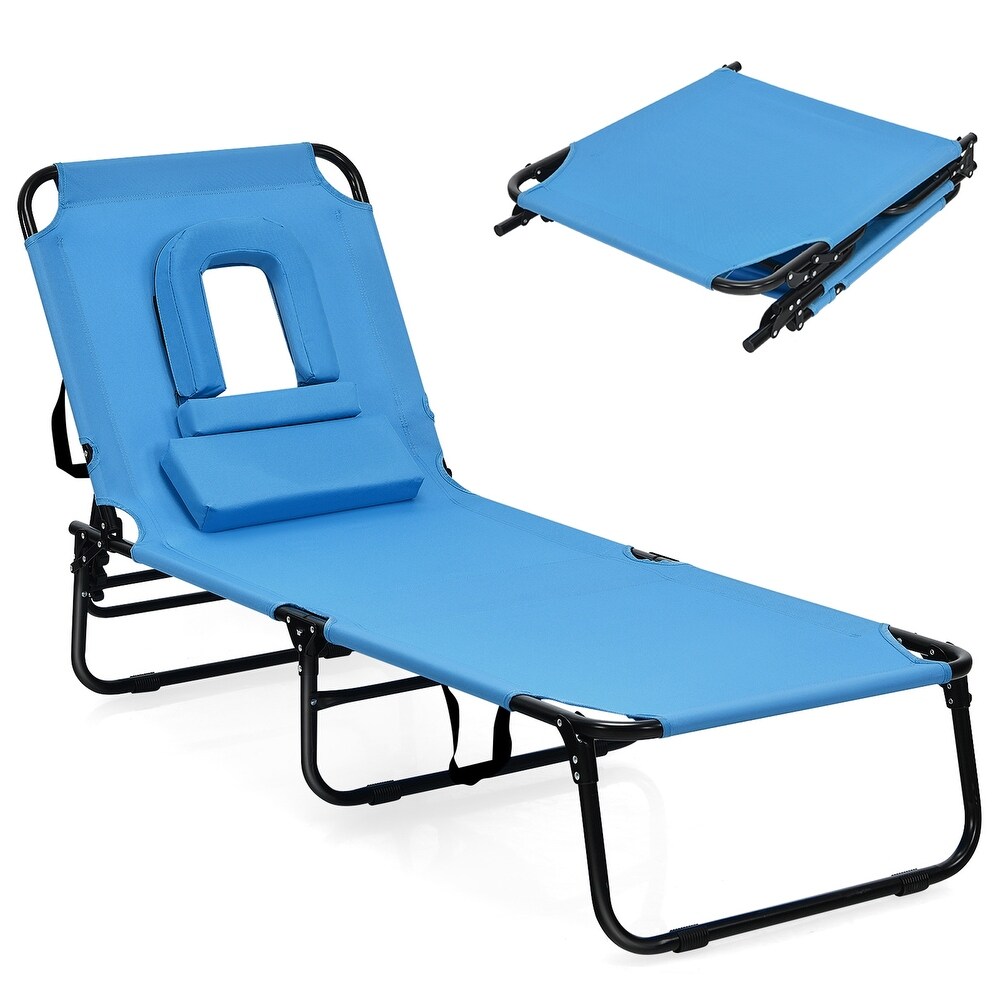 Outdoor Folding Chaise Beach Pool Patio Lounge Chair Bed