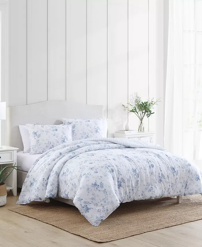 Laura Ashley Belinda Cotton Reversible 2 Piece Comforter Set， Twin XL