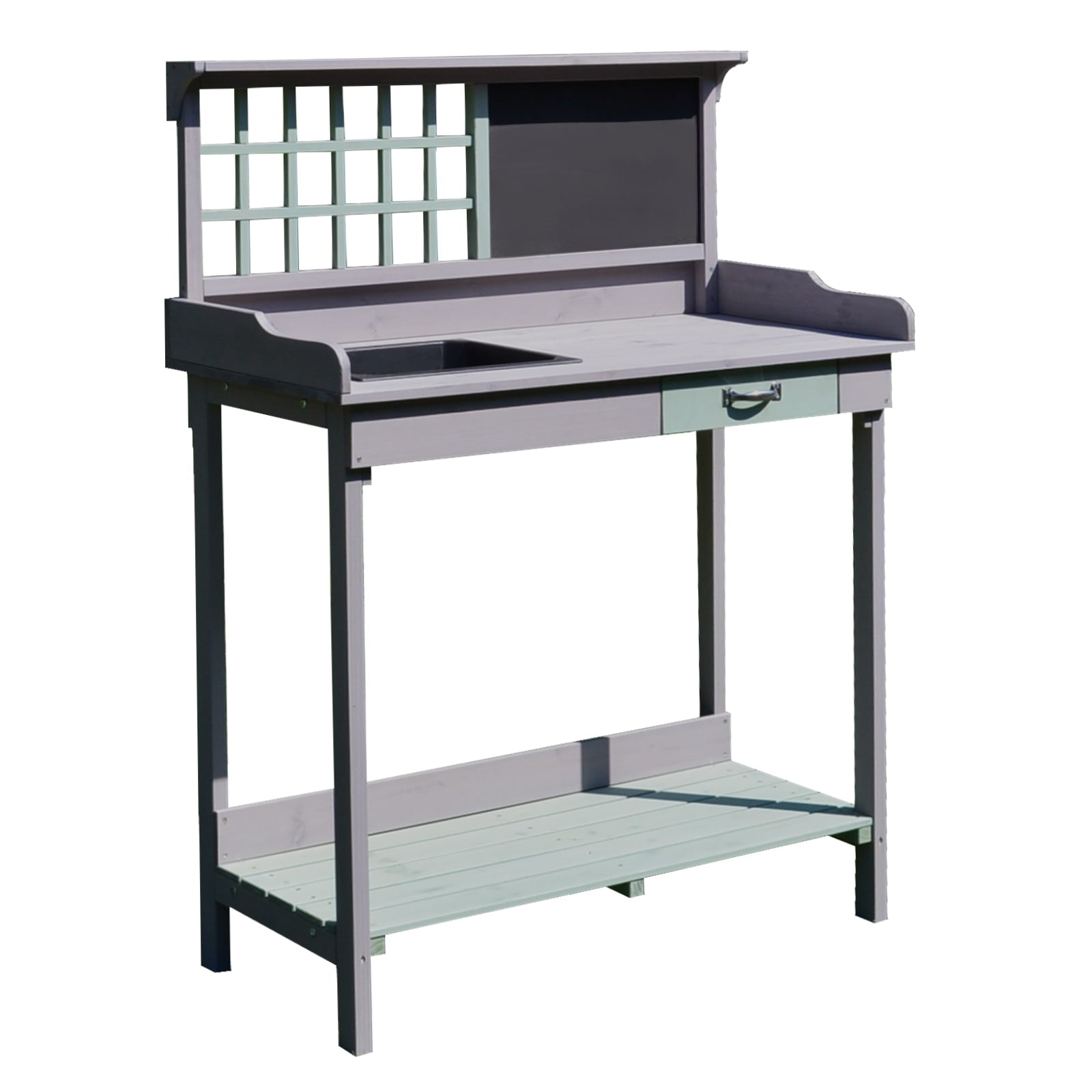 Outsunny Dark Gray and Light Blue Fir and Wood Potting Bench