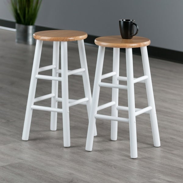 Huxton Natural and White 24-inch Counter Stools (Set of 2) - N/A