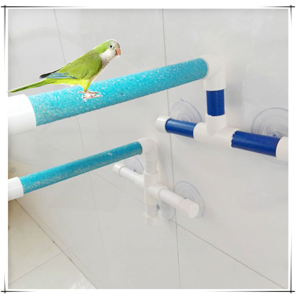 Suction Cups Pet Birds Parrots Bath Shower Standing Bar Paw Grinding Stand Station Funny Perches Toy for Budgies Canaries Lovebirds