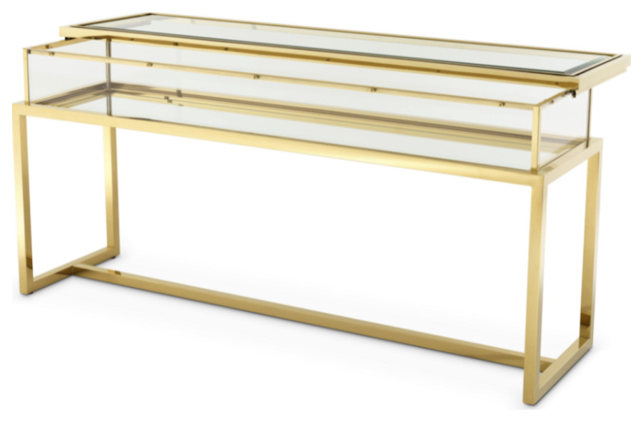 Gold Sliding Top Console Table  Eichholtz Harvey   Contemporary   Console Tables   by Oroa   Distinctive Furniture  Houzz