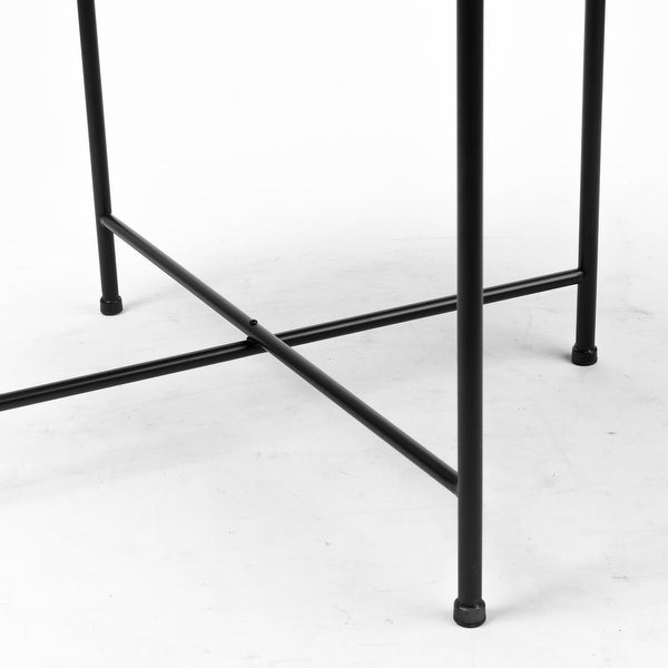 Samantha Black Iron Frame w/ Mirror Top Accent Table