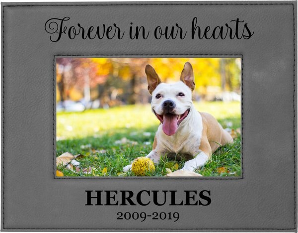 904 Custom Personalized Forever in our Hearts Leatherette Pet Memorial Picture Frame