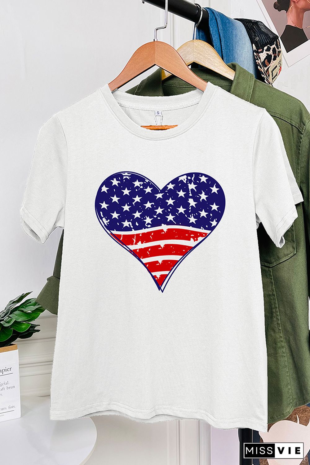 Patriotic Grunge Heart Graphic T-Shirt Wholesale