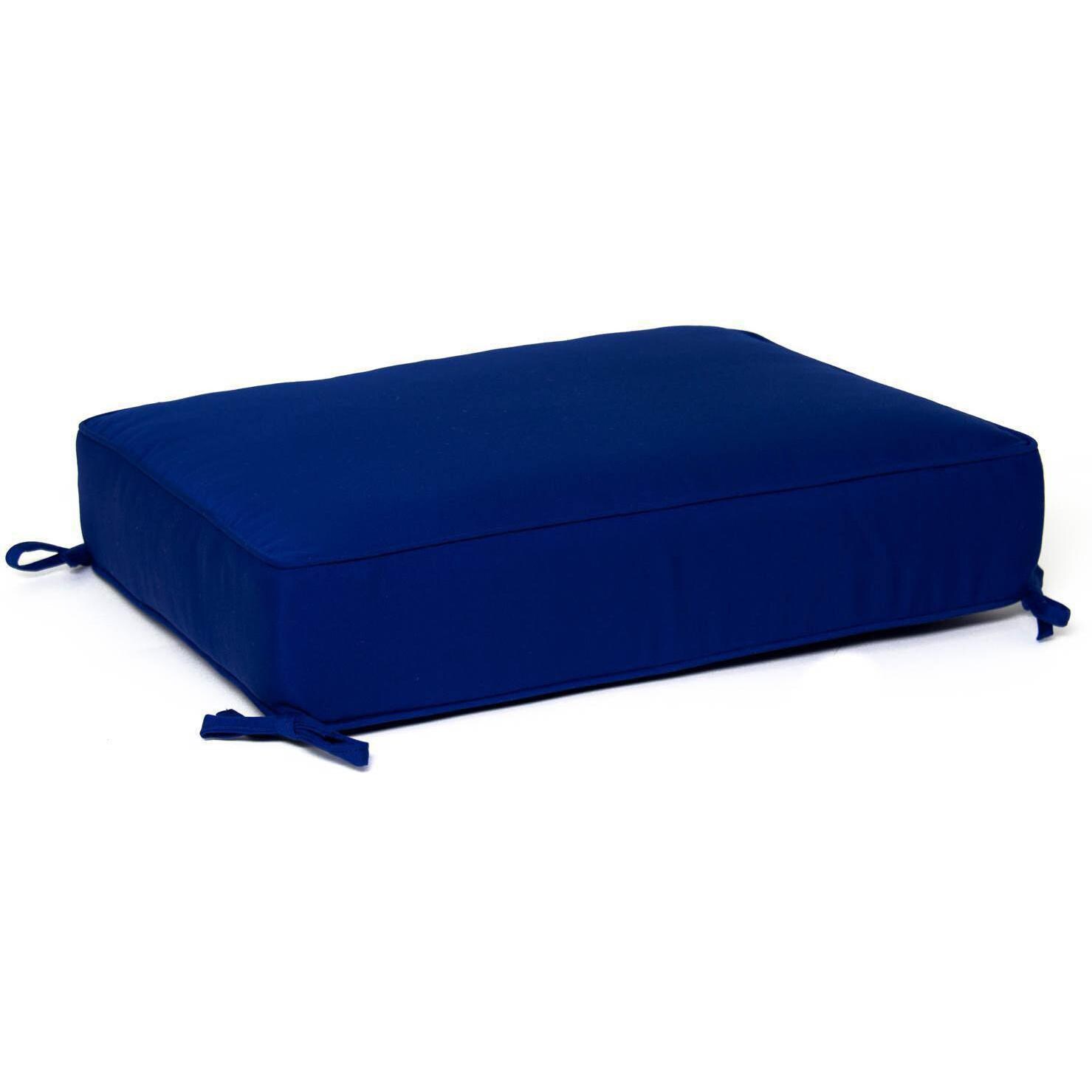 Sunbrella Canvas True Blue Large Outdoor Replacement Ottoman Cushion W/ Piping By Signature