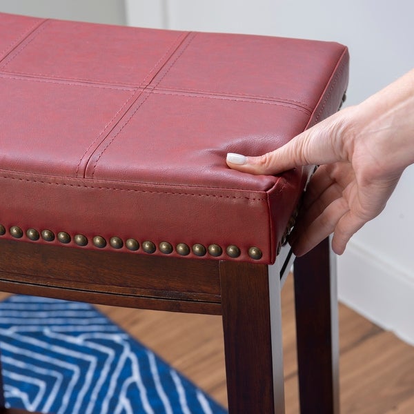 Copper Grove Willamette Backless Red Faux Leather Bar Stool